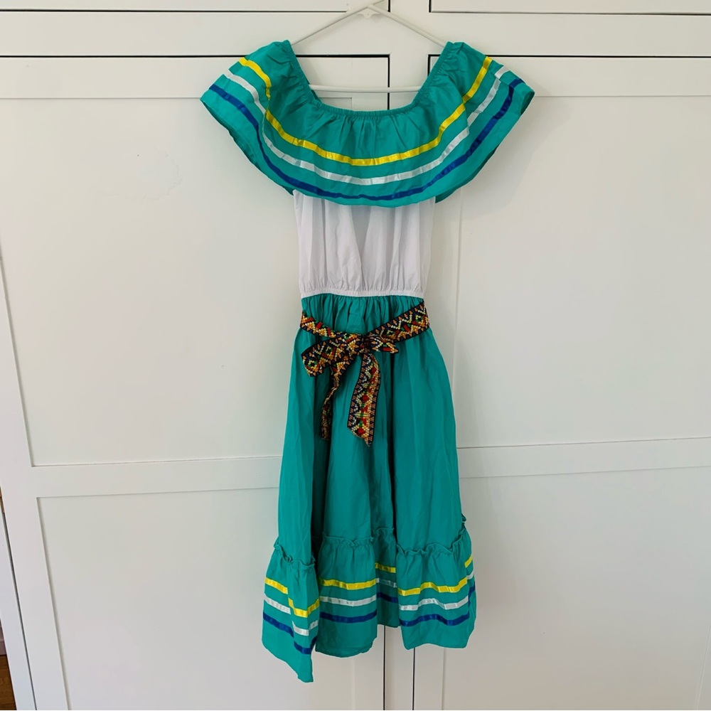 2 Girls Unik Mexican Cinco De Mayo Style Fiesta Folk Dress Size 12